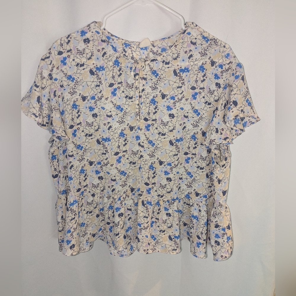 GAP Floral Blouse in Blue and Cream